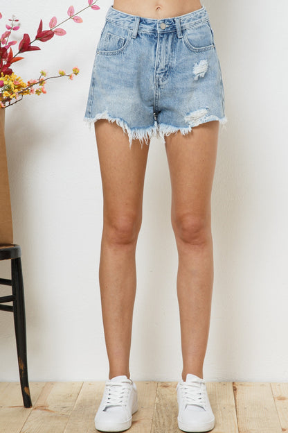 distressed denim shorts