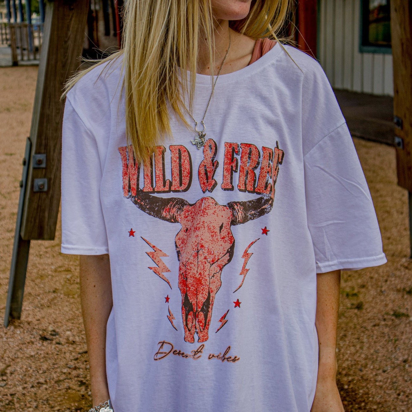 Wild And Free Bull Skull Oversized T-shirt